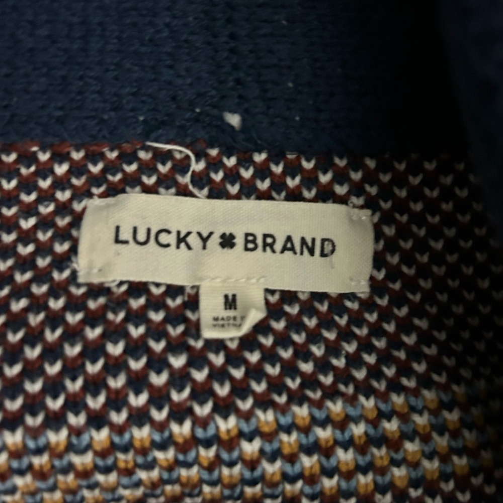 Lucky Brand Womens Cardigan Sweater Size M Multicolor Aztec Coatigan Long Sleeve - Picture 3 of 9